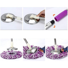 Set mop rotativ cu galeata Kaveny, material plastic si microfibra, rezistent, cu dop scurgere, vas detasabil, pentru interior, capacitate 8 l, negru/rosu