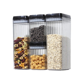 Set 4 Recipiente din Plastic, Kadeny, pentru Alimente/Obiecte, Inchidere Ermetica, Textura Ondulata, 2 x 1.5l, 2 x 3.3 l, Transparent