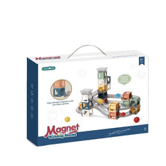 Set piese magnetice de constructie, Kaveny, Cu tobogane si bile, 41 piese, Multicolor