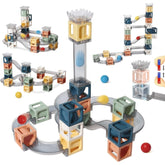 Set piese magnetice de constructie, Kaveny, Cu tobogane si bile, 41 piese, Multicolor
