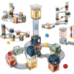 Set piese magnetice de constructie, Kaveny, Cu tobogane si bile, 41 piese, Multicolor
