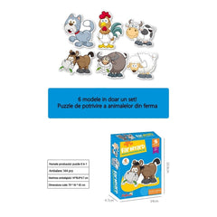 Set puzzle 6 animale, Kaveny, animalele de la ferma