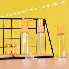 Set Recipiente pentru Cosmetice, Kaveny, 5 Piese, cu Gentuta, pentru Calatorii, Reutilizabile, Portocaliu, Material Plastic, 40 ml, 10g