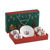 Set Vesela Festiva, Kadeny, Tema Craciun, 4 x Boluri 300 ml, 2 x Farfurii 18 x 3.4 cm, din Ceramica, Model 3, Multicolor