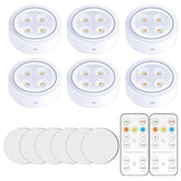 Set de 6 Lampi Led Kadeny, Fara Fir, Cu Baterii, 3 Culori de Lumina, cu 2 Telecomenzi, din Plastic, Alb