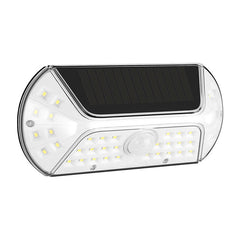 Aplica solara LED SMD pentru perete Kaveny, cu senzor de miscare, dreptunghiulara, IP44, luminozitate mare 40 LED-uri, 3.7V, 1200mah, autonomie 8 ore, 19.2 x 8.9 cm, alb rece