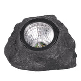 Lampa solara LED decorativa pentru gradina Kaveny, imitatie piatra, lumina puternica 4 LED-uri, 12 x 15 cm, material ABS, baterie Ni-MH, 600 mAh, panou solar 2V, lumina alb rece, gri