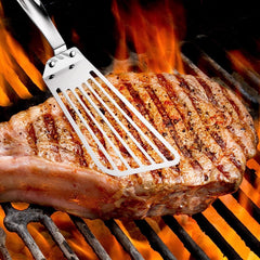 Spatula flexibila Kaveny, Fish Turner, din otel, durabila, cu margini subtiri pentru taiere, pentru carne, oua, peste, multifunctionala, argintiu