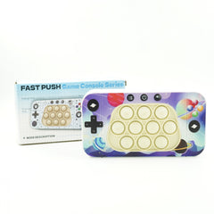 Jucarie interactiva tip consola pentru copii Kaveny, speed push whack-a-mole, joc de viteza pop it, material ABS/silicon, cu nivele, sunete si lumini, 15.5 x 7.6 x 5.3 cm, model spatiu, multicolor