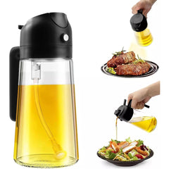 Recipient Ulei, Kadeny, 2in1, Functie Spray/Turnare, din Sticla, 470 ml, Fara Scurgere, Negru