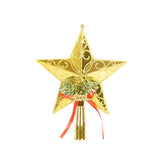 Varf decorativ de brad, Auriu, in forma de Stea, cu decoratiune Merry Christmas, din Plastic, 18.5 x 15 cm, Interior,Exterior, Kaveny