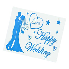 Sticker Autocolant, Kaveny, Tematica Nunta, Model Scris Happy Wedding, 21x29 cm, Albastru