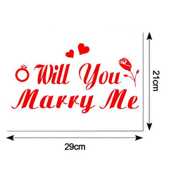 Sticker Autocolant, Kaveny, Tematica Nunta, Model Scris Will You Marry Me, 21x29 cm, Rosu