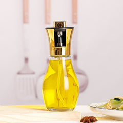 Sticla de ulei cu Pulverizator, Kadeny, Sticla pentru Lichide de Bucatarie, Otet, Sos, 16.7 x 5.2 cm, Volum 200 ml, Gold