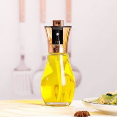 Sticla de ulei cu Pulverizator, Kadeny, Sticla pentru Lichide de Bucatarie, Otet, Sos, 16.7 x 5.2 cm, Volum 200 ml, Roz Gold