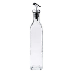 Sticla de Ulei de Masline, Kadeny, Sticla etansa pentru Lichide de Bucatarie, Sticla pentru Uleiuri, Sosuri, Otet, Capac din Inox Dozator, 30 x 6 cm, volum 500 ml, Transparent