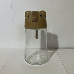 Recipient de ulei, Kadeny, Model Ursulet, Sticla pentru Lichide de Bucatarie, Inchidere Deschidere Automata, 18.5 x 13 cm, Volum 630 ml, Maro