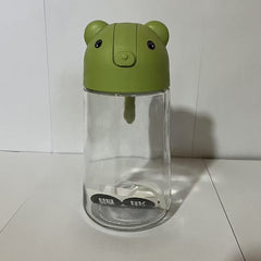 Recipient de ulei, Kadeny, Model Ursulet, Sticla pentru Lichide de Bucatarie, Inchidere Deschidere Automata, 18.5 x 13 cm, Volum 630 ml, Verde