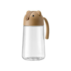 Recipient de ulei, Kadeny, Model Ursulet, Sticla pentru Lichide de Bucatarie, Inchidere Deschidere Automata, 18.5 x 13 cm, Volum 630 ml, Maro