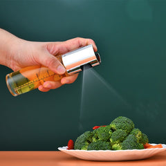 Sticla Pulverizator pentru Bucatariei, Kadeny, Spray pentru Gratar, din Sticla cu Capac din Inox, 18 x 4.2 cm, volum 100 ml, Trasnparenta cu Capac Gri