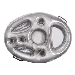 Bar gonflabil/Suport de pahare plutitor, Kaveny, cu 8 compartimente, pompa inclusa, PVC, Gri, 25x18,5x4 cm