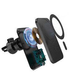 Suport auto cu incarcare wireless tip Magsafe 15W, Kadeny, compatibil iPhone, Negru