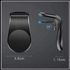 Suport auto Kadeny, cu magneti puternici neodim, pentru telefon, tableta, gps, cu prindere pe grila de ventilatie, Negru