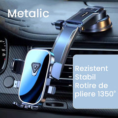 Suport Auto Multifunctional pentru Telefon, Kadeny, Suport pentru Navigatie, Rotativ cu Ventuza, cu fixare Geam si Parbriz, 20 x 14 x 11 cm, Albastru oglinda