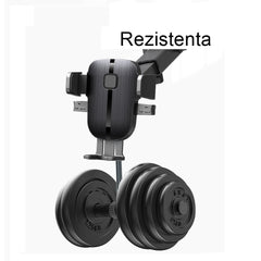 Suport Auto Telefon Kadeny, Prindere Grila Ventilatie, Tija Fixare Reglabila, Rotativ 90 grade, Design Modern, Detalii Fine, Material Plastic si Silicon, 11 x 8.5 cm, Model 2, Negru