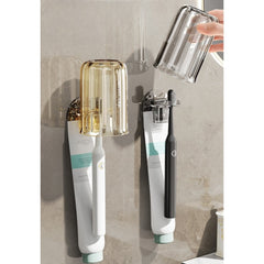 Suport Multifunctional 2 in 1, Pahar si Suport pentru Periuta de Dinti, Kadeny, Plastic, Dimensiune: 10.4 x 7.3 x 7.3 cm, Albastru