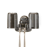 Suport Multifunctional Dublu, Pahar si Suport pentru Periuta de Dinti, Kadeny, Plastic, 11 cm x 11.5 cm, Gri