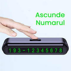 Suport Numar de Telefon pentru Parcare Auto, Kadeny, Suport pentru Numarul de telefon, Banda glisanta pentru Ascundere, Banda Adeziva Inclusa, 120 x 48 x 24 mm, Cifre Verzi, Negru Mat