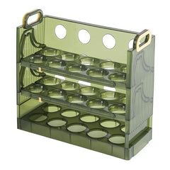 Suport Organizator pentru Oua, Kadeny, pentru Frigider, Verde transparent, Capacitate 30 oua, Trei straturi, cu Data de Expirare, 25.5x10x23 cm