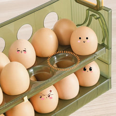 Suport - Organizator pentru Oua in Frigider, Kadeny, pentru 20 de oua in 2 Straturi, din Plastic 25.5 x 10 x 17 cm, Verde Transparent