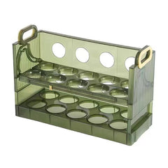 Suport - Organizator pentru Oua in Frigider, Kadeny, pentru 20 de oua in 2 Straturi, din Plastic 25.5 x 10 x 17 cm, Verde Transparent