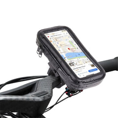 Suport husa telefon mobil Kaveny pentru bicicleta si motocicleta, rezistent apa si socuri, touchscreen, 360 rotativ, negru, marime L ≤ 5.5 inch