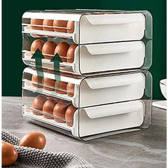 Suport pentru Oua, Kadeny, Strat Dublu, Capacitate 32 de Oua, 23.5x21.5 cm, din Plastic, Alb