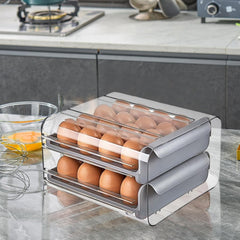 Suport pentru Oua, Kadeny, Strat Dublu, Capacitate 32 de Oua, 23.5x21.5 cm, din Plastic, Gri
