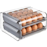 Suport pentru Oua, Kadeny, Strat Dublu, Capacitate 32 de Oua, 23.5x21.5 cm, din Plastic, Gri