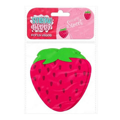 Suport pentru Pahar, Kadeny, Model Capsuna, din PVC, 10 x 12 cm, Rezistent la Caldura, Rosu