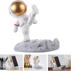 Suport pentru Telefon, Kadeny, Suport de Birou pentru Telefon, Suport Telefon pentru Copii, Model Astronaut, Model 1, 9 x 10 x 6.5 cm, Plastic, Alb