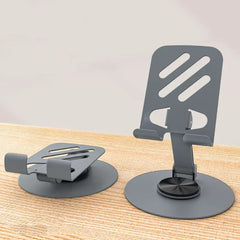 Suport rotativ pentru telefon, Kadeny, Complet Metalic, Pliabil, Design Modern pentru Desktop, Multifunctional, Compatibil cu Tableta, 10.5 x 9 x 9 cm, 80 g, Gri