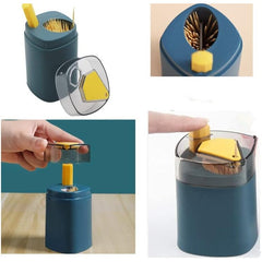 Suport Scobitori, Kadeny, Automat, cu Buton si Capac, din PP, 9.5x6 cm, Albastru