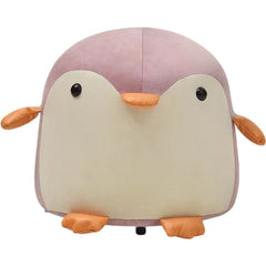 Taburet Pentru Copii, Kaveny, Cadru din Lemn Masiv, 25 x 29 x 29 cm, Perna de Burete Elastica si Maner de Transport, in Forma de Pinguin, Roz