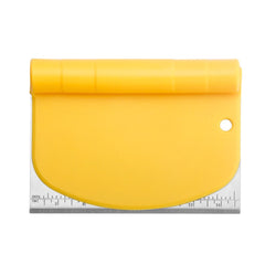 Taietor aluat 15 x 10.5 cm Kaveny, 2 in 1, lama otel inoxidabil, maner din ABS, gradat, paleta plastic, galben