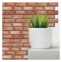 Set 10 x Placi Tapet Autocolant 3D cu Imitatie de Caramida, pentru Perete Bucatarie Sufragerie, Usor de Curatat, Rezistent la Apa, Autoadeziv, 30x30 cm, Maro
