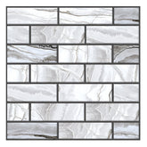 10 x Placi Tapet Autocolant 3D cu Imitatie de Marmura Dreptunghiulara, pentru Perete Bucatarie Sufragerie, Usor de Curatat, Rezistent la Apa, Autoadeziv, 30x30 cm, Gri