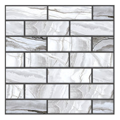10 x Placi Tapet Autocolant 3D cu Imitatie de Marmura Dreptunghiulara, pentru Perete Bucatarie Sufragerie, Usor de Curatat, Rezistent la Apa, Autoadeziv, 30x30 cm, Gri