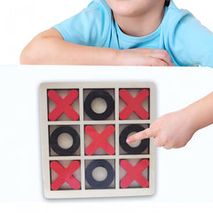 Jucarie Montessori Tic Tac Toe, Kaveny, Educativa, Interactiva, din lemn, X si O, 9 Piese, 14.3x14.3 cm, Negru Rosu