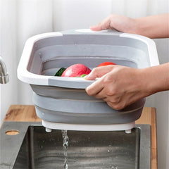 Tocator Multifunctional, Kadeny, 2 in 1, cu Cos pentru Spalat si Scurgere Alimente, 480 g, Pliabila, Gri